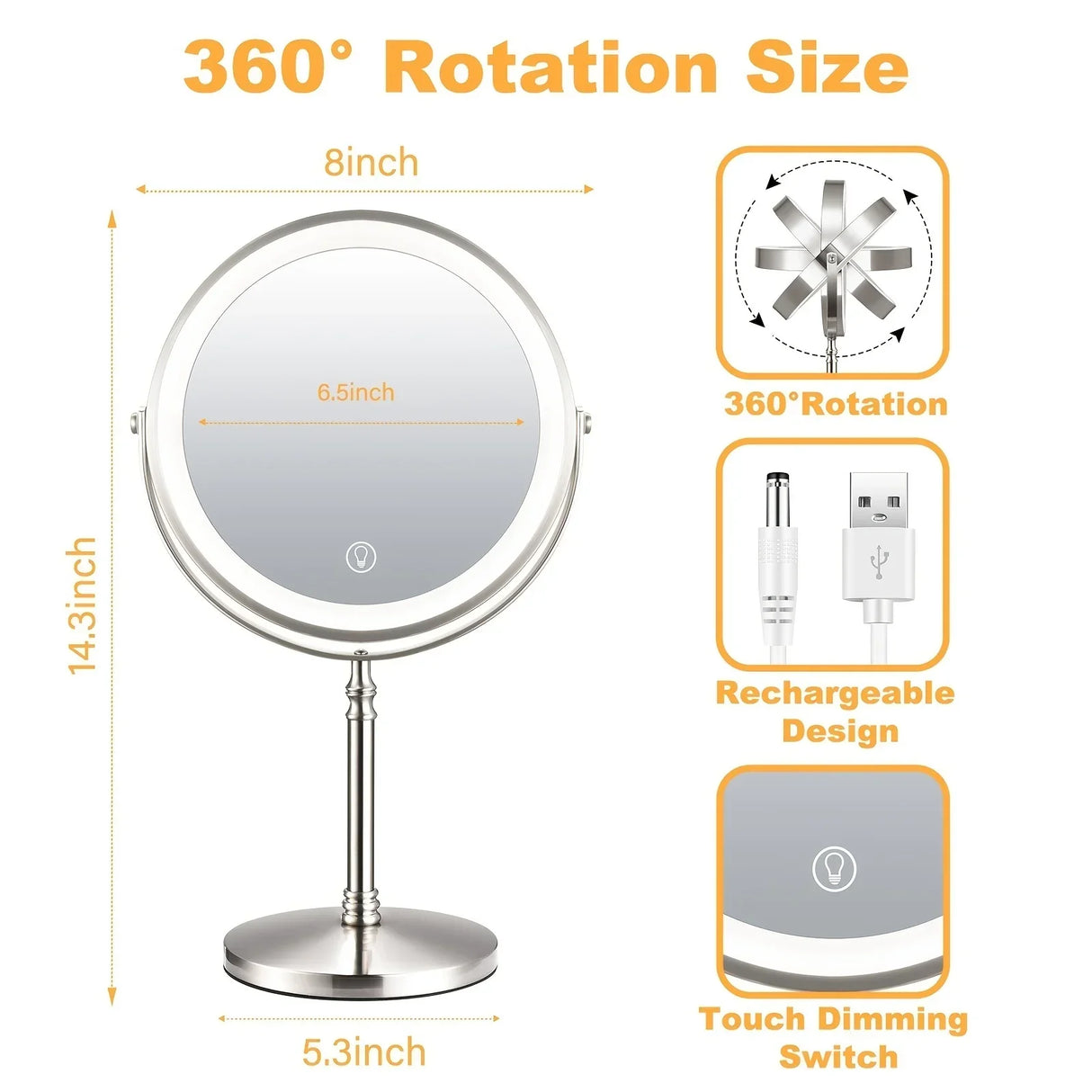 Makeup Mirror With Light Lamp 10x Magnifying Desktop