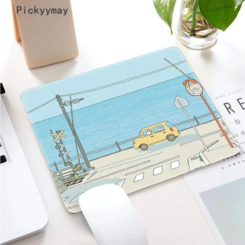 Small Mouse Pad Green Cute Flower Mousepad Kawaii