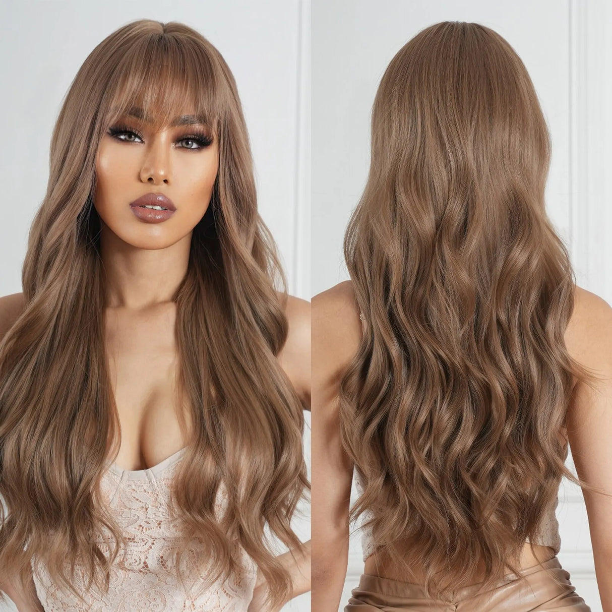 Ginger Curly Synthetic Wigs for Women Long Natural
