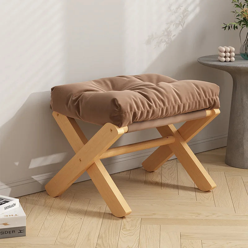 Household Foldable Solid Wood Low Stool Living Room