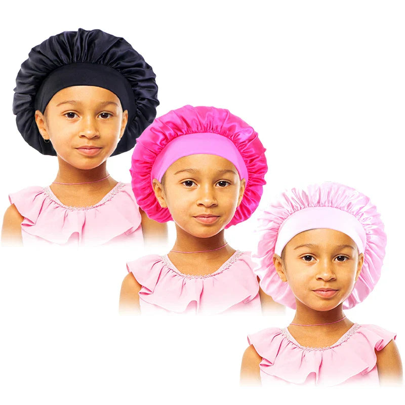 3PCS/LOT Children Elastic Sleepcap Kids Simple Solid Color