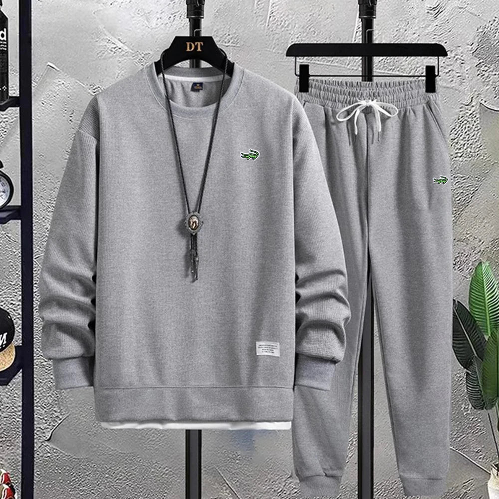 Fashion Autumn Tracksuit Mens Embroidery 2 Piece Outfit