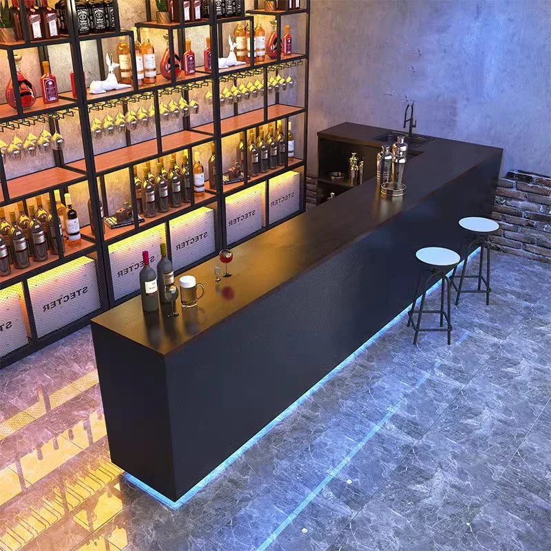 Black Reception Bar Table Nightclub Storage Partion Modern