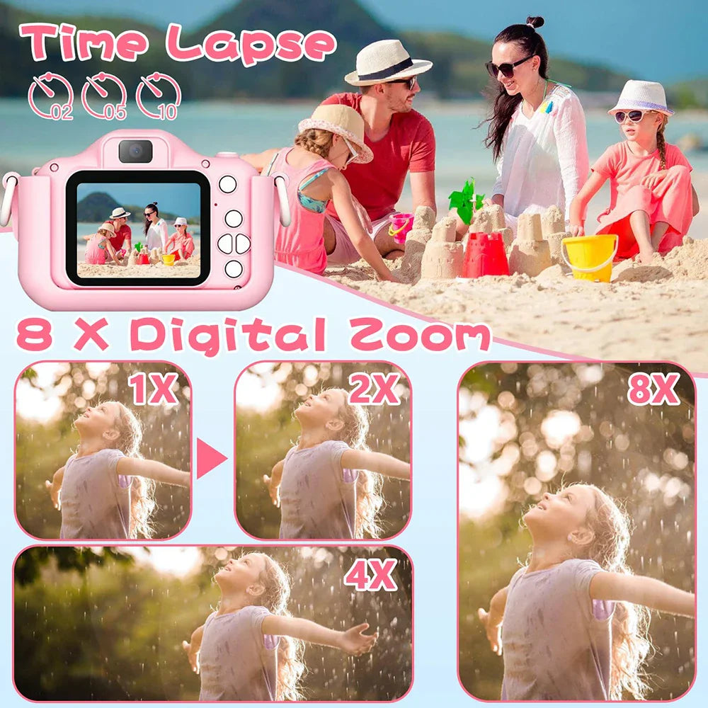 Kids Camera Toys Cute Horse Unicorn 32MP1080P HD