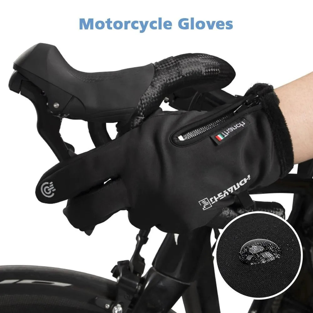 Motorcycle Gloves Winter Thermal Fleece Lined Resistant Waterproof