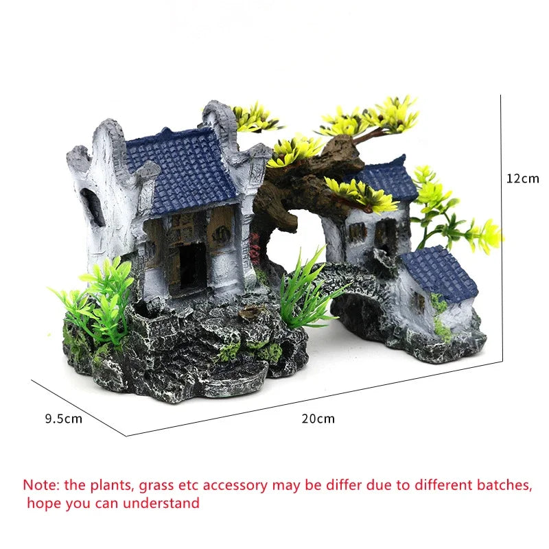 Large Resin Aquarium Fish Tank Mountain View Oranment