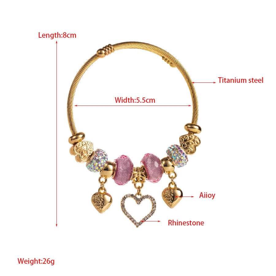 Love pendant with adjustable opening for women's bracelet