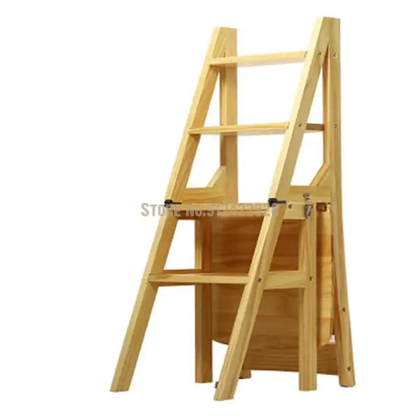 Solid Wood Household Multifunctional Folding Ladder Chair Indoor