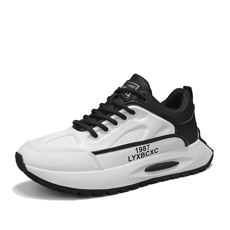 Men's Run Sneaker Walking Leather Shoes Youth Casual Cricket Shoes Fashion Trend Board Shoes Comfort White Skateboard Shoes