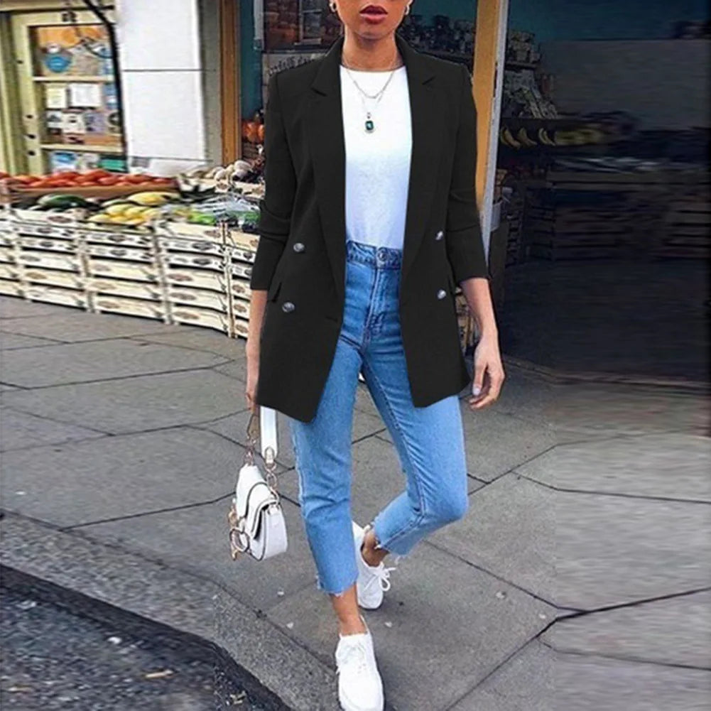 New Autumn Winter Women Blazer Coat Long-Sleeved Small