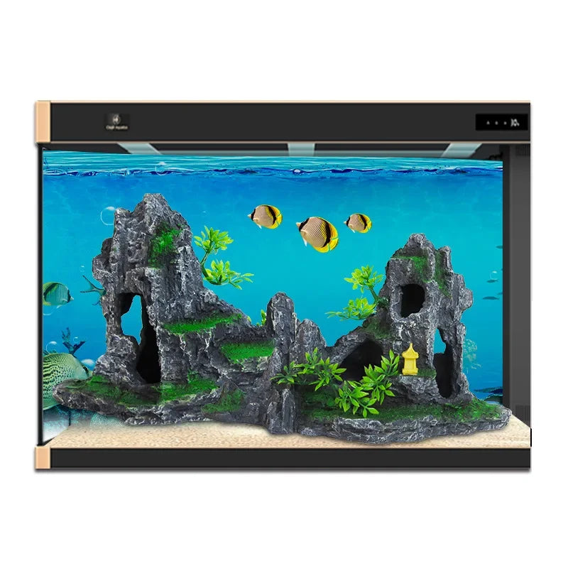 Large Resin Aquarium Fish Tank Mountain View Oranment