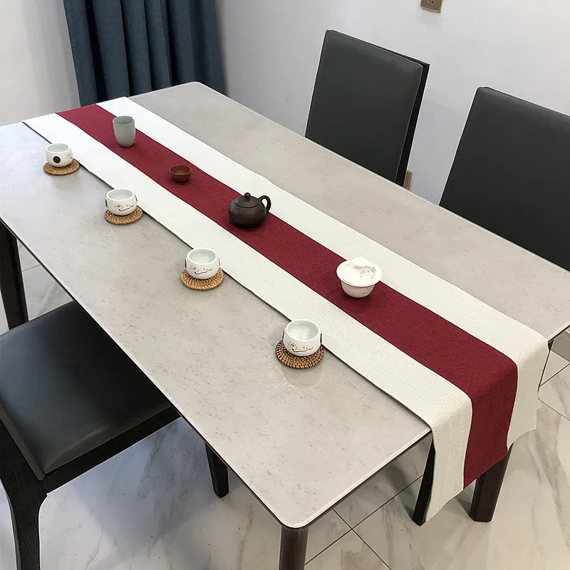 Chinese Style Cotton and Linen Table Flag Tea