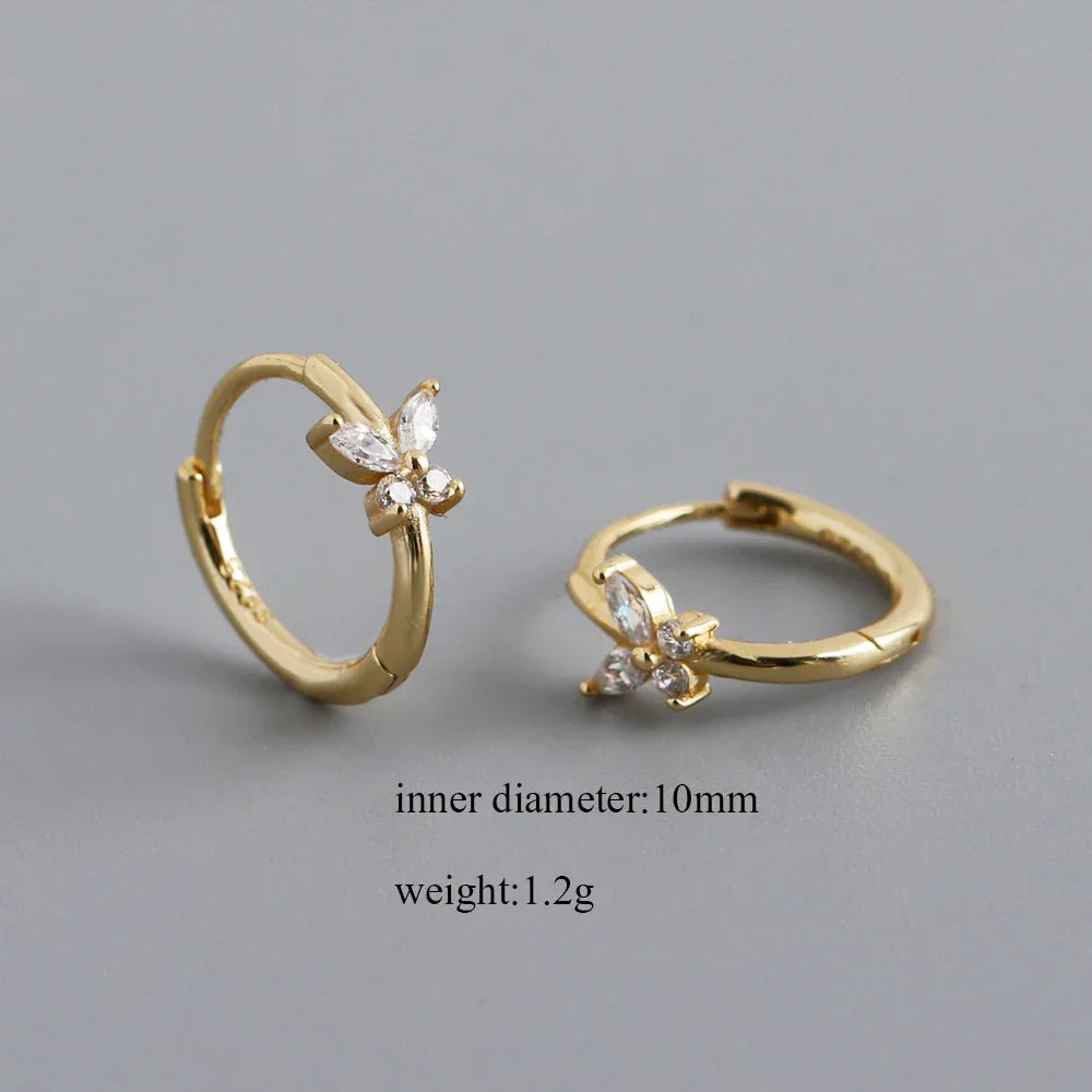 CCFJOYAS 6/8/10mm 925 Sterling Silver Butterfly-shaped Small Hoop