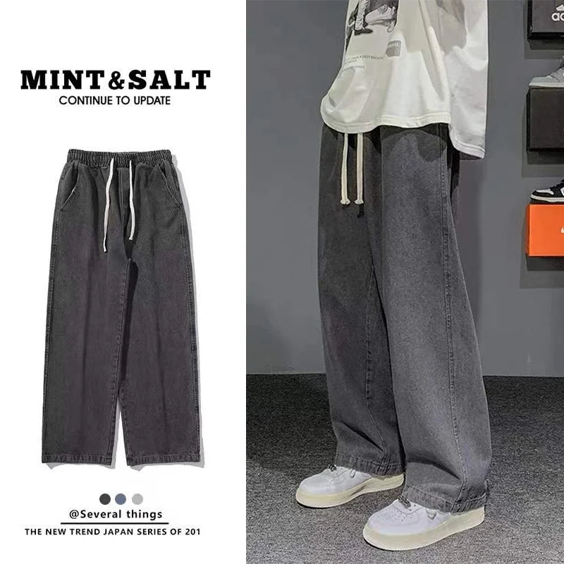 Spring and Autumn Elastic Waist Student Jeans High