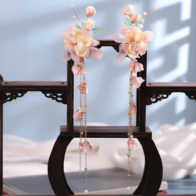 Chinese Hanfu Hair Accessories Set Long Fringed Vintage