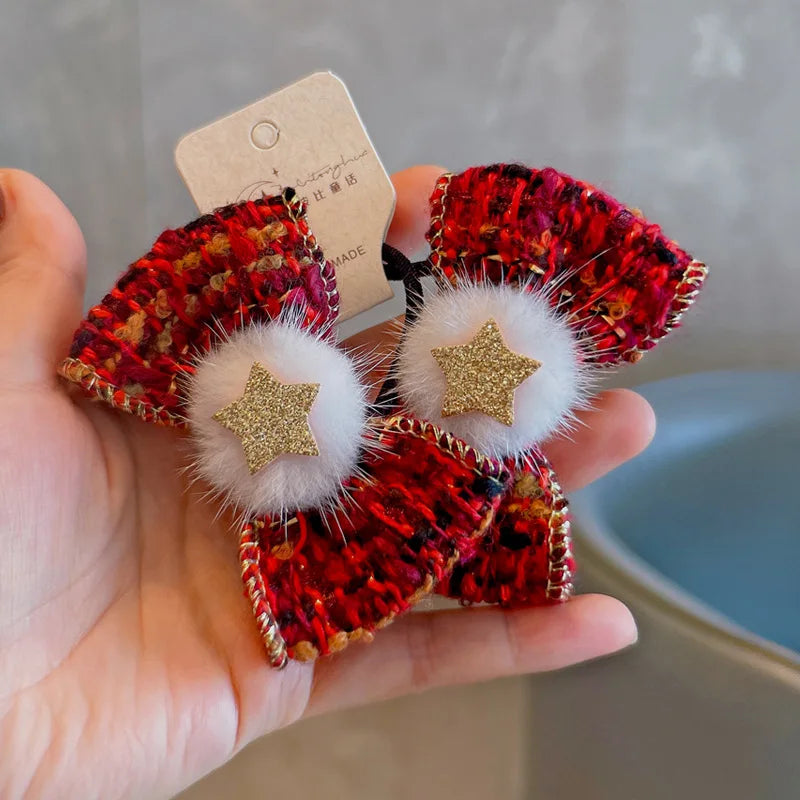 2PCS New Cute Princess Mink Hair Bow Girls