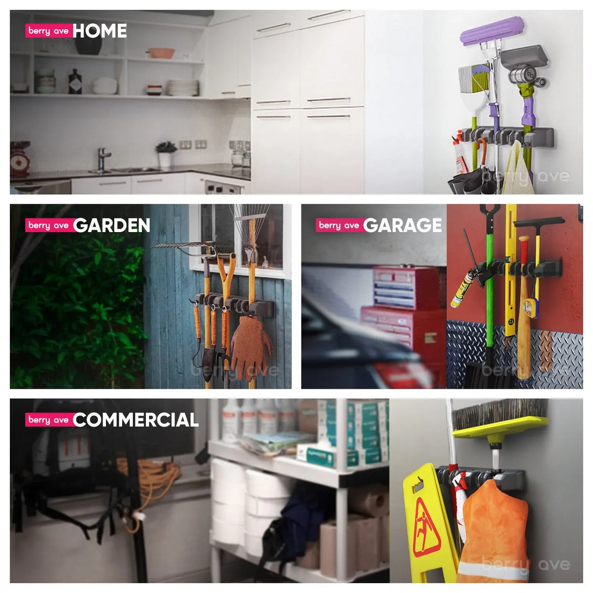 Wall Mounted Mop Holder 345 Position MultiFunctional Broom