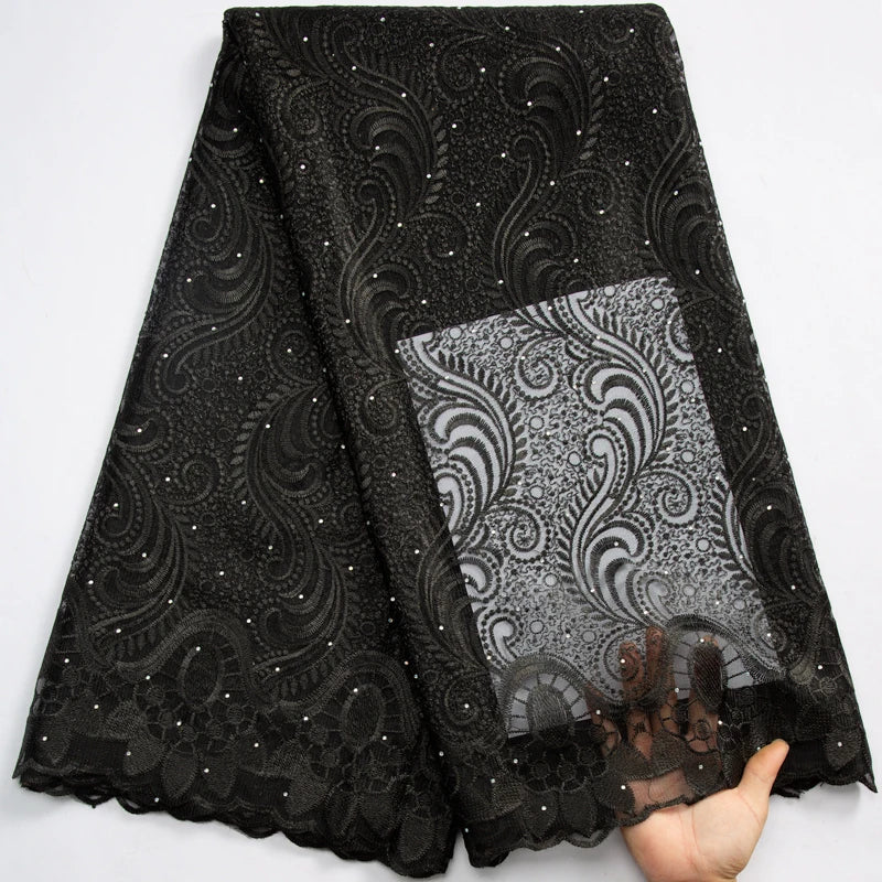 SJD LACE African Lace Fabric with Crystal 2024