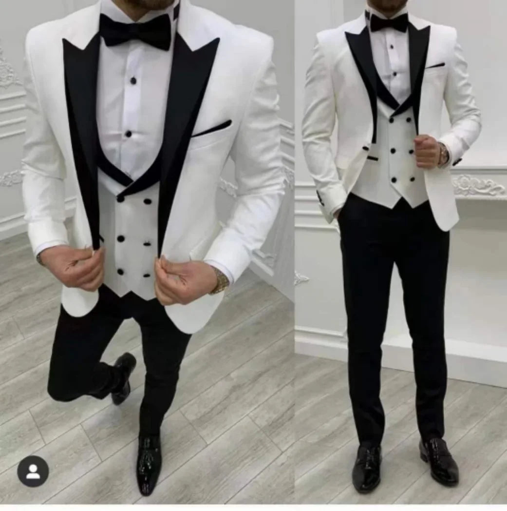 New Casual Fashion Men's Suit Slim Groom Wedding
