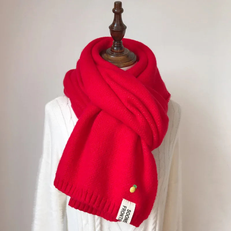 Women Solid Cashmere Scarves Lady Winter Thicken Warm