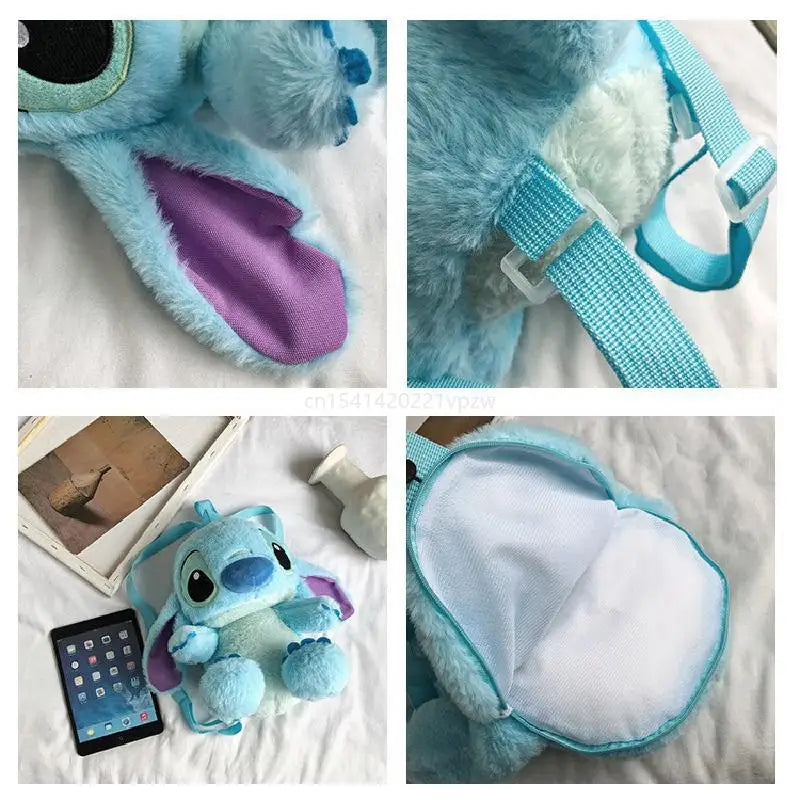 large Cartoon Blue Stitch Plush Backpack Cute Stitch