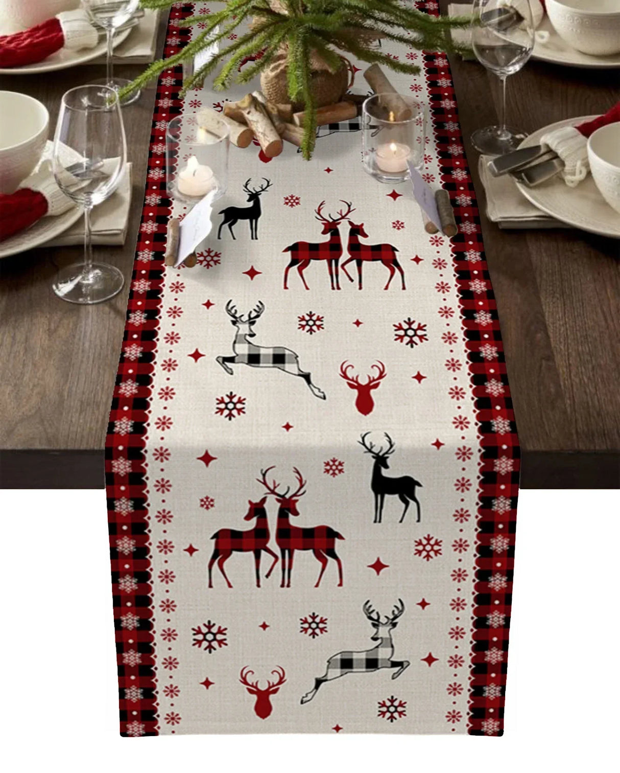 Merry Christmas Tree Ball Linen Table Runners Holiday