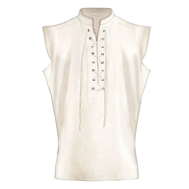 Men's Medieval Pirate Shirts Lace Up Sleeveless Renaissance