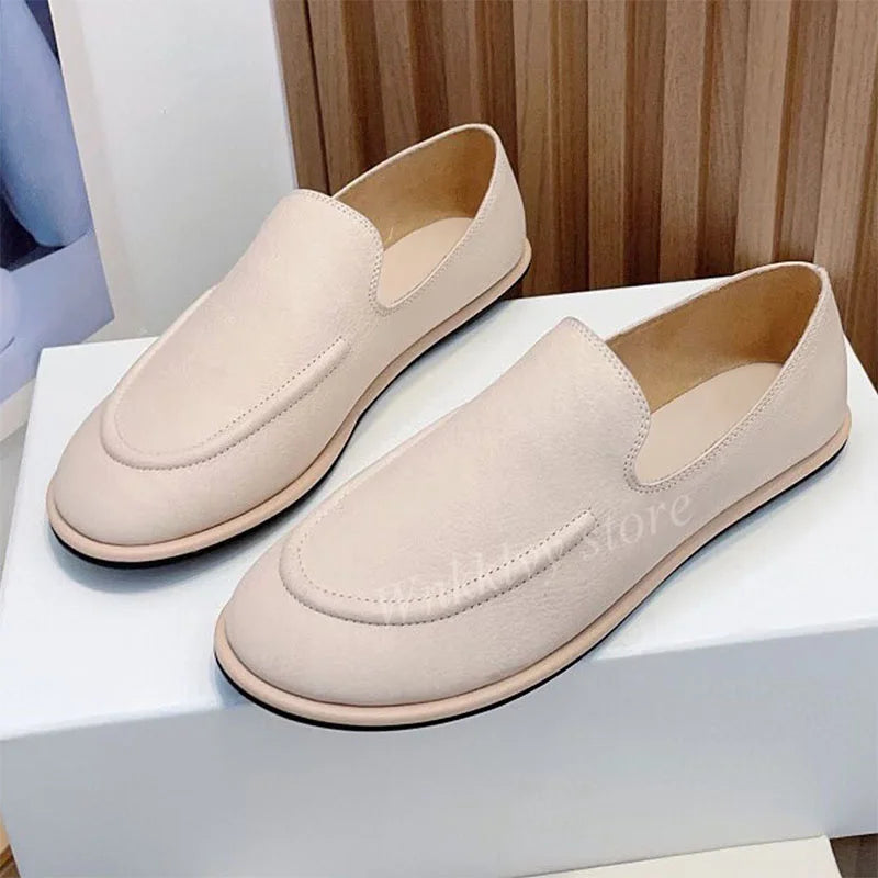 2023 New Genuine Leather Ballerina Flat Loafers Women