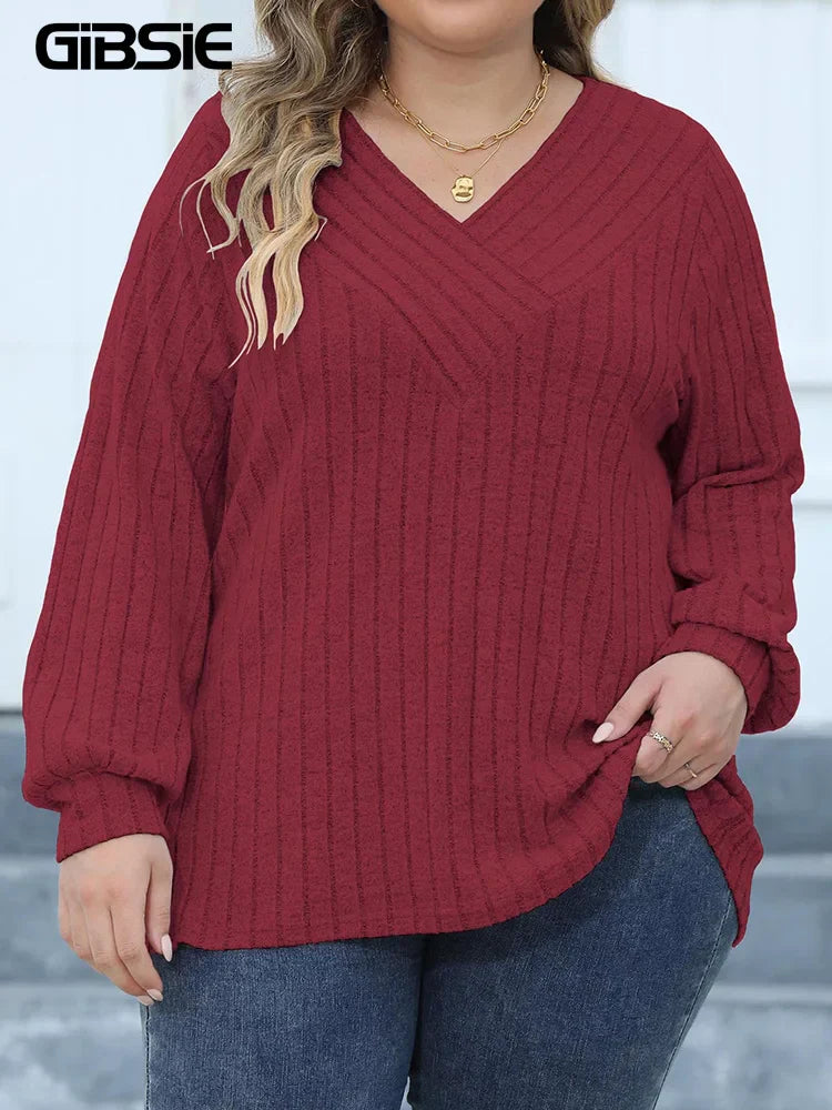 GIBSIE Plus Size Long Sleeve T Shirts for