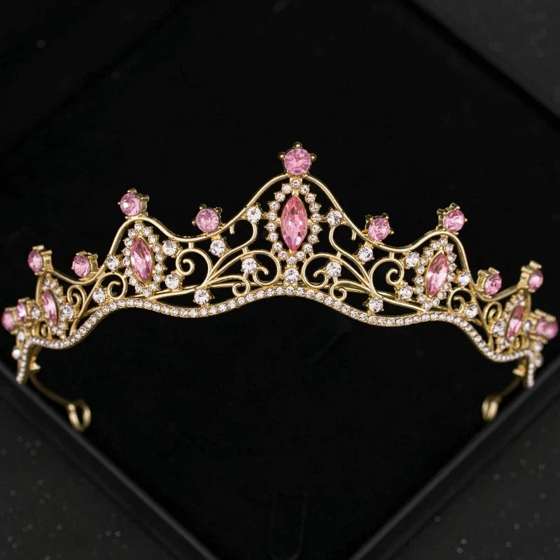 Pink Crystal Tiaras And Crowns Rhinestone Prom Diadem