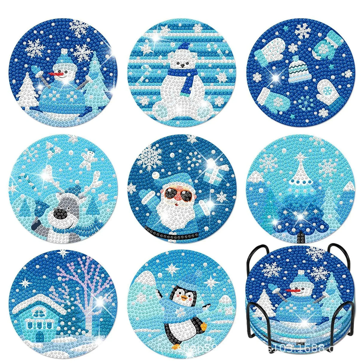 8Pcs DIY Diamonds Painting Coaster Animal Flower Non-slip