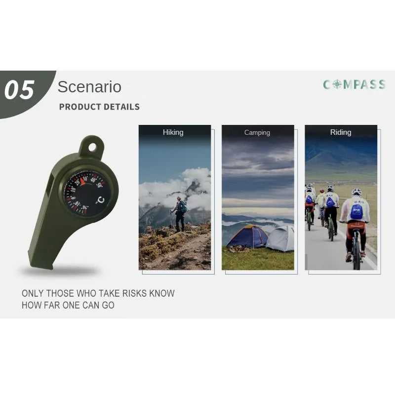 Emergency Whistle Compass Thermometer Referee Cheerleader Whistle Camping