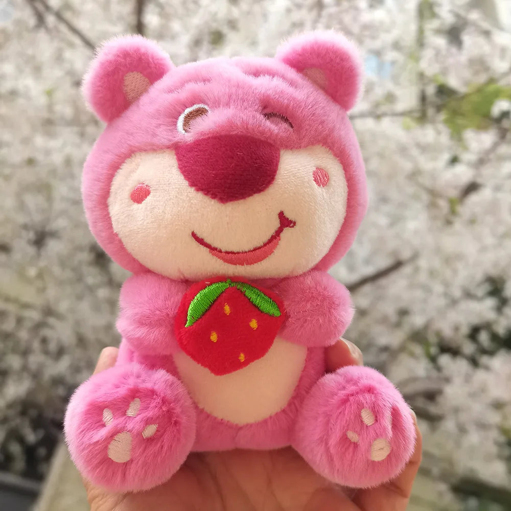 24Pcs 13-15cm Disney Lotso Strawberry Bear Plush Keychain
