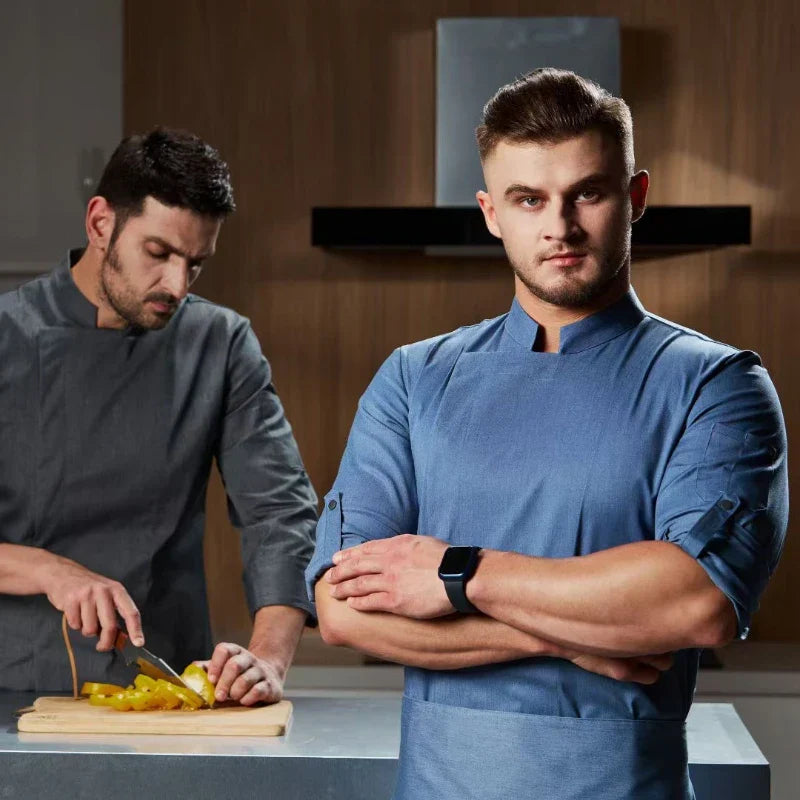Stretchy Chef Jacket Long Sleeve Waterproof Kitchen Cook