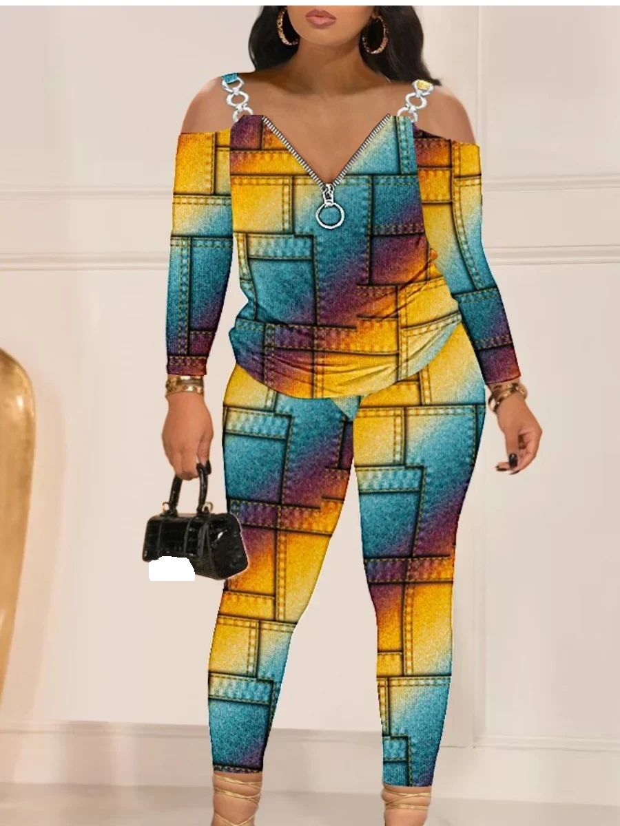 LW Plus Size 2pcs set Gradient Chain Decor