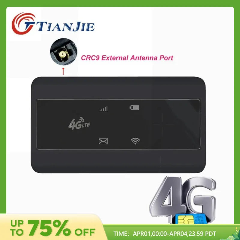 TIANJIE 4G SIM Card WiFi Router Pocket External