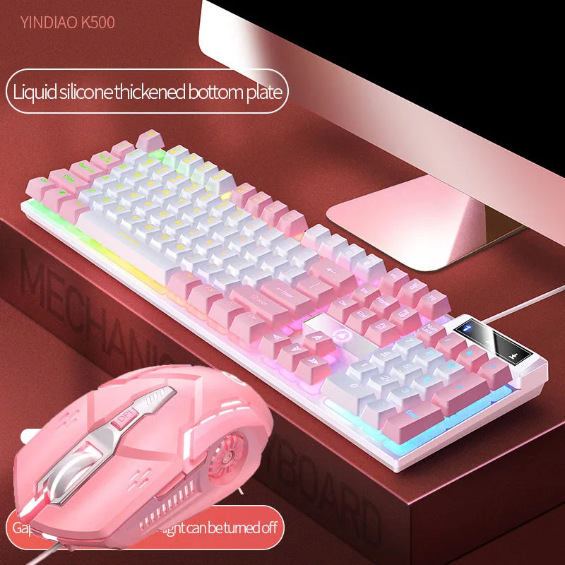 Pink Keyboard and Mouse Set 2 in 1
