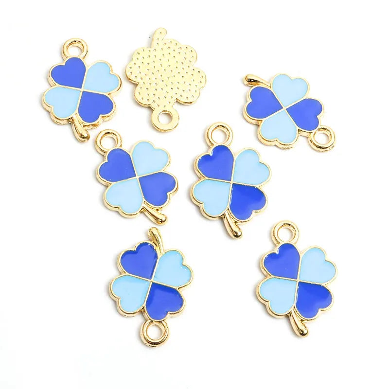 Dopamine Fourleaf Clover Enamel Charms 20pcs DIY Necklace