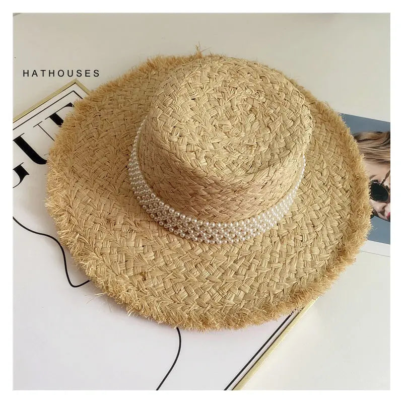 2024 Handmade Big Brim Hat Oversized Tassel Burrs