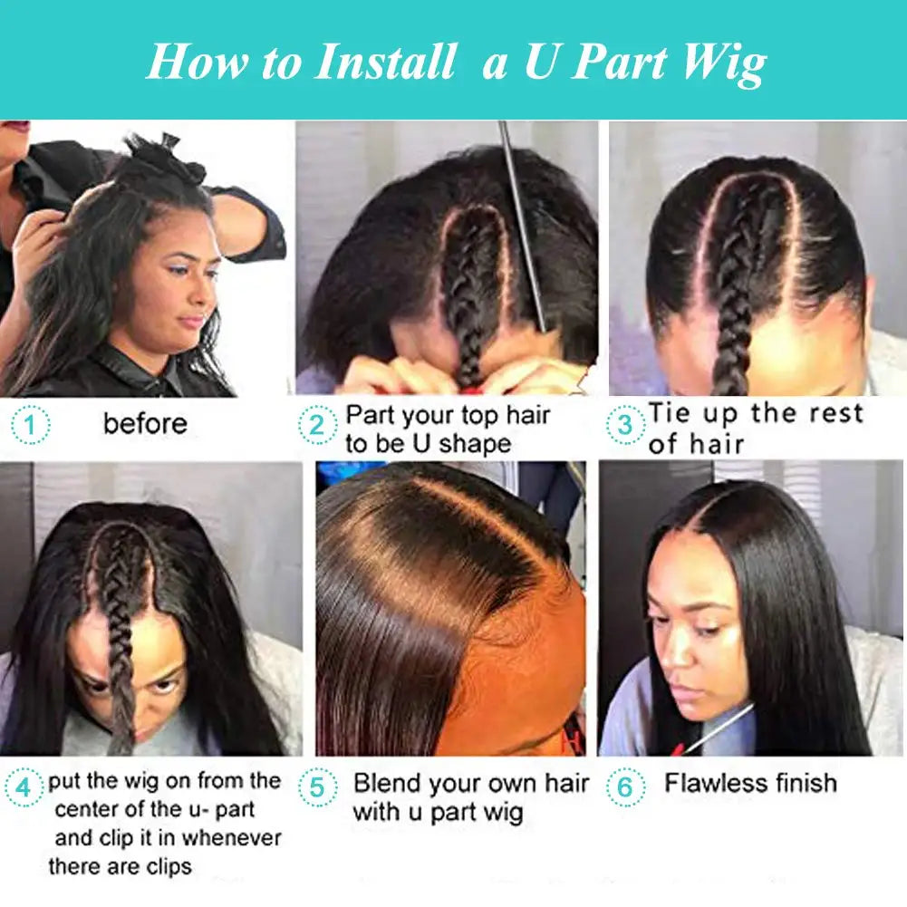 U Part Wig Straight Bob Human Hair Wigs