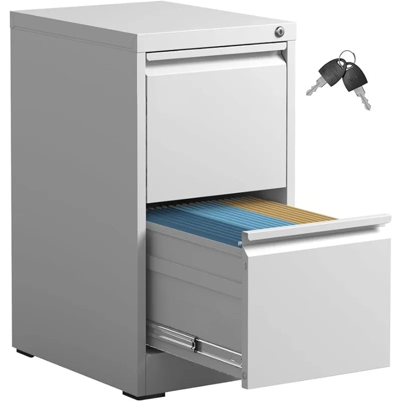IKIMI 2 Drawer File Cabinet,White Metal Filing Cabinets