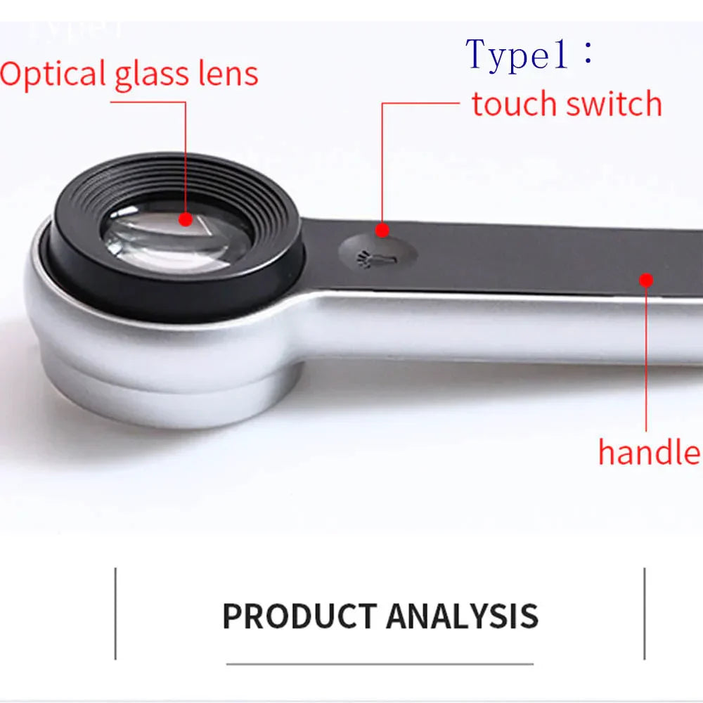 60X Magnifier with UV Light Handheld Illuminated Magnifying