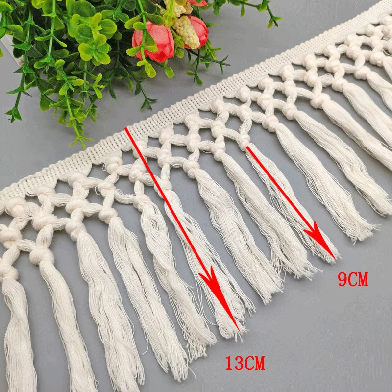 5M Beige Cotton Fringe Lace Ribbon DIY Apparel