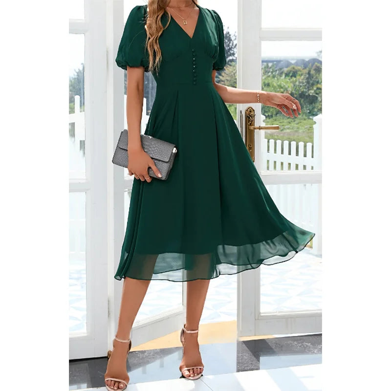 Women's Plus Size Chic Dress V-Neck Elegant A-line
