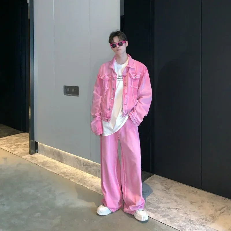 Men's Two-piece Suits High Street Denim Jacket Loose