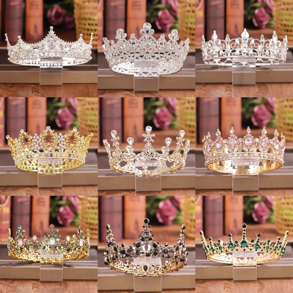Crystal Rhinestone Round Crown Tiara Hair Jewelry Wedding