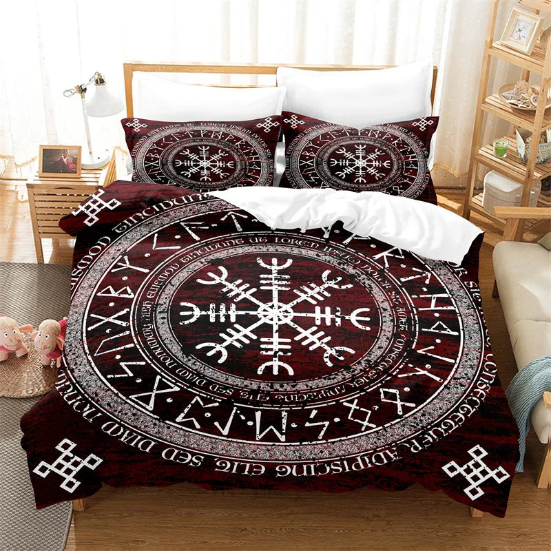 Vikings Duvet Cover Scandinavian Culture Print Bedding Set