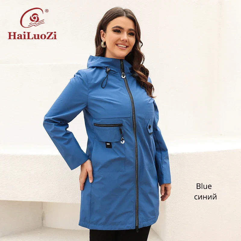 HaiLuoZi 2022 Womens Trench Coat Plus Size Jacket