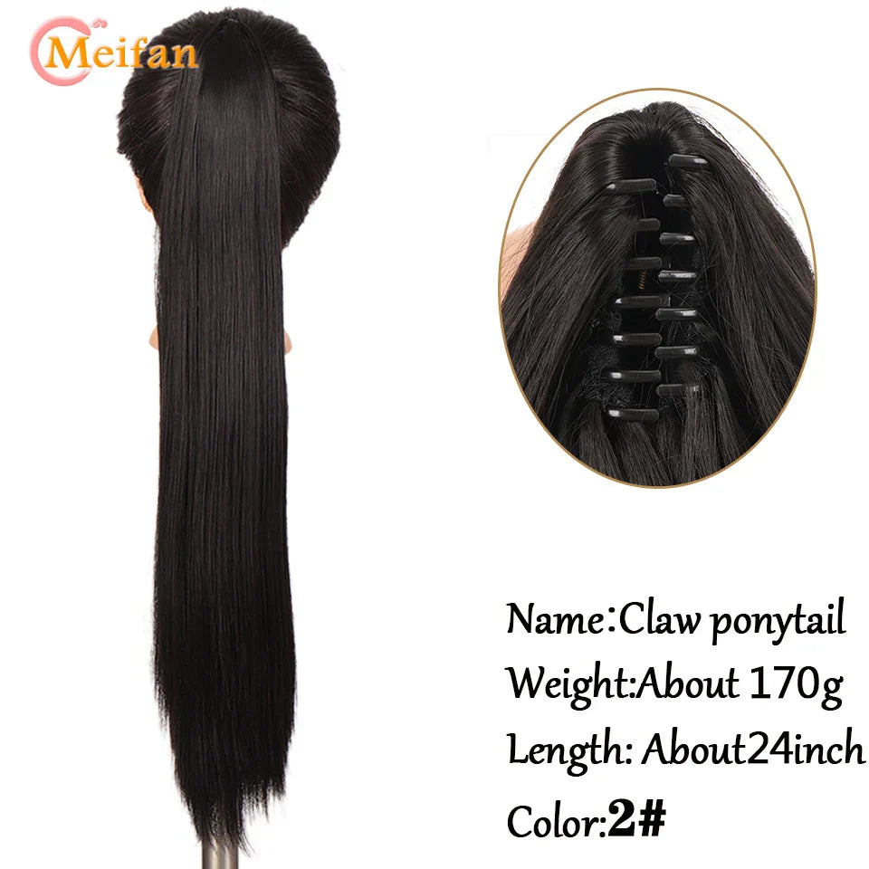 MEIFAN Long Synthetic Wavy Clip in Hair Ponytail