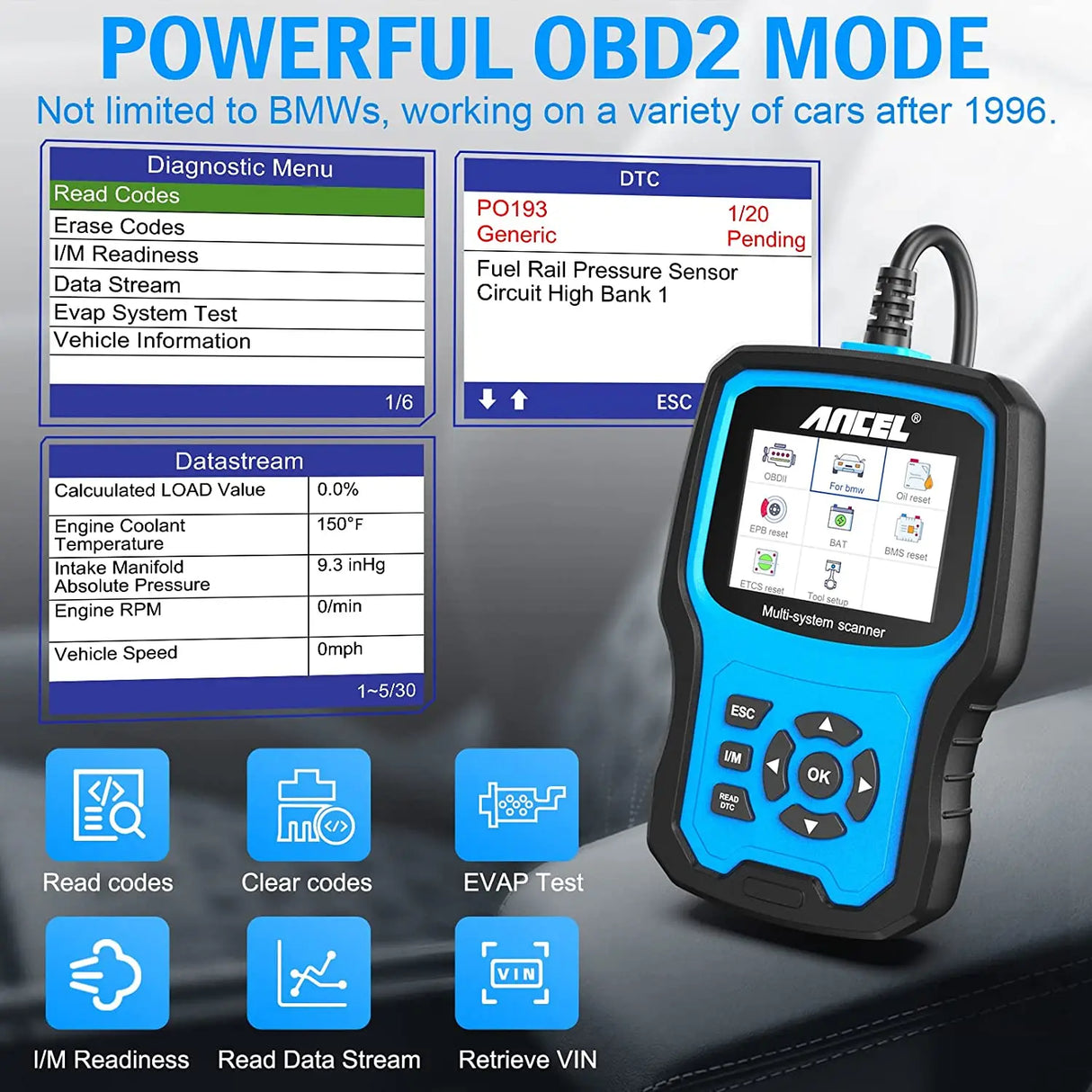 ANCEL BM700 OBD2 Scanner for MINI EPB SAS